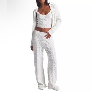 NWT SKIMS Snow Bunny Shop Knit Fold-over Pants in Marble XL